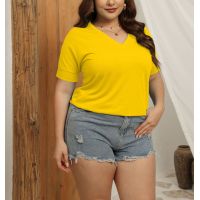 V-neck solid color short-sleeved loose women's top 2
