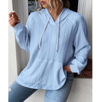 Women's casual jacquard loose hooded sweatshirt 4