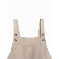 Adjustable Button Bib Shorts Pleated Wide Leg Romper 26