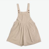 Adjustable Button Bib Shorts Pleated Wide Leg Romper 26