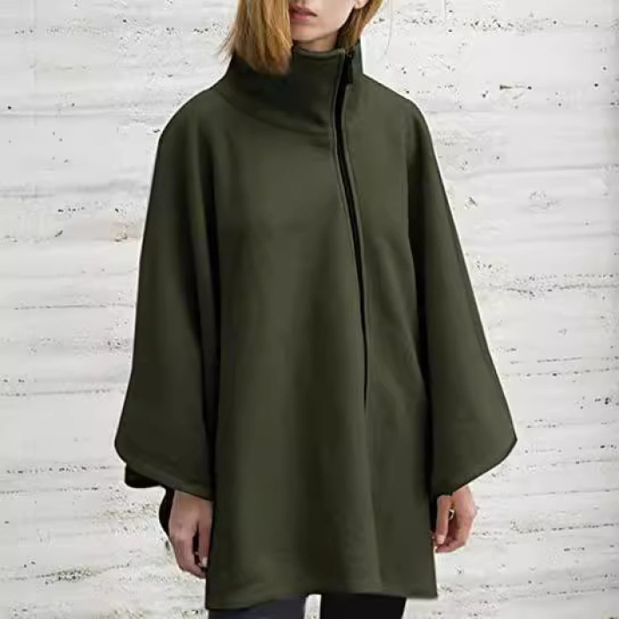 Cloak zipper woolen cape cape coat women's clothing 11