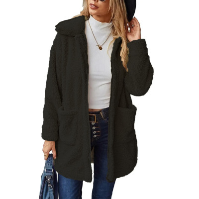 Double-faced plush cardigan coat plus size women's clothing 23