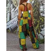 Ethnic print sleeveless loose harem pocket overalls 27