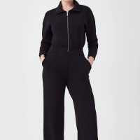 Long Sleeve Wide Leg Jumpsuit Zipper Lapel Sweatshirt 35