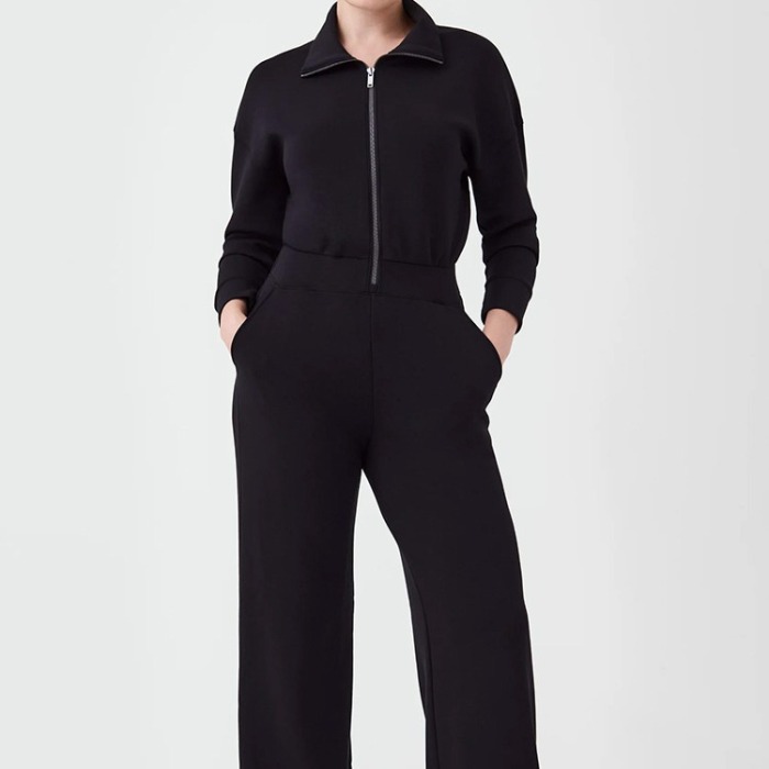 Long Sleeve Wide Leg Jumpsuit Zipper Lapel Sweatshirt 35