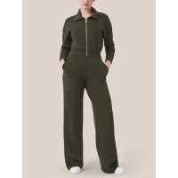 Long Sleeve Wide Leg Jumpsuit Zipper Lapel Sweatshirt 35