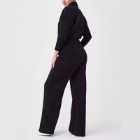 Long Sleeve Wide Leg Jumpsuit Zipper Lapel Sweatshirt 35