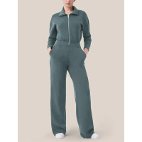 Long Sleeve Wide Leg Jumpsuit Zipper Lapel Sweatshirt 35