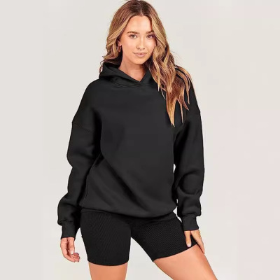 Loose hooded sweatshirt for women sports casual long sleeves 7