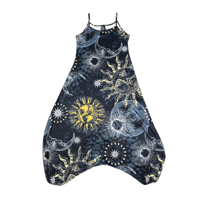 Printed harem crotch jumpsuit sleeveless suspenders 22