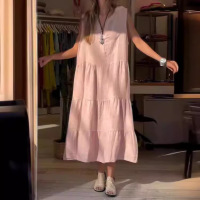 Women's cotton and linen dress long skirt 18