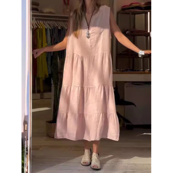 Women's cotton and linen dress long skirt 18