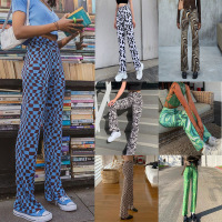 Fashionable street style ripple print flared pants for women 41