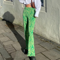 Fashionable street style ripple print flared pants for women 41