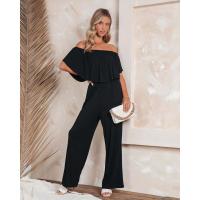 One-shoulder fashionable casual wide-leg jumpsuit 38