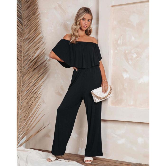 One-shoulder fashionable casual wide-leg jumpsuit 38