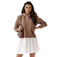 Pullover hooded patchwork sweatshirt dress 44