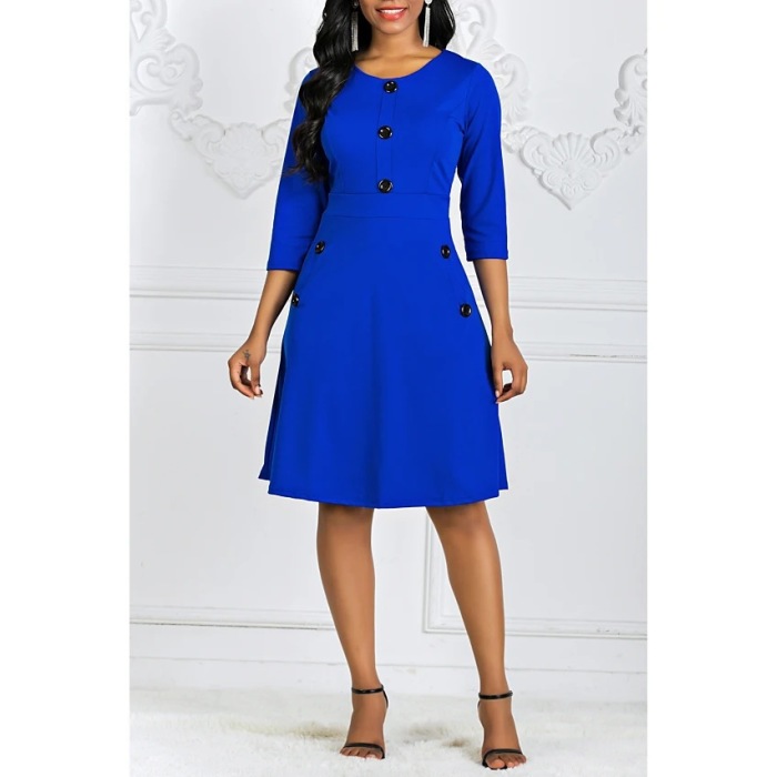 Round neck A-line dress with waist 58