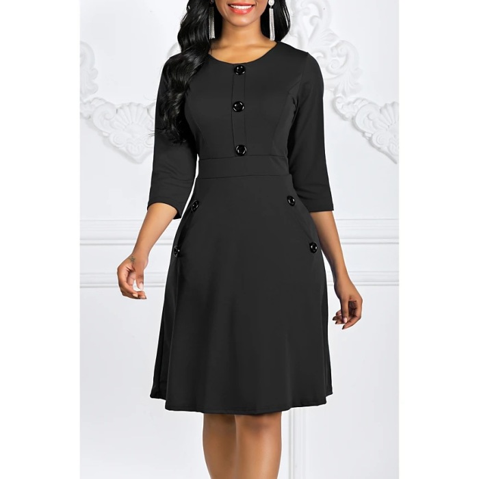 Round neck A-line dress with waist 58