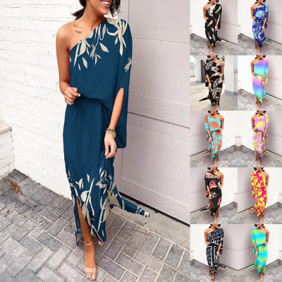 Sexy hot style off-shoulder one-side sleeve dress for women 56