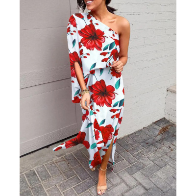 Sexy hot style off-shoulder one-side sleeve dress for women 56