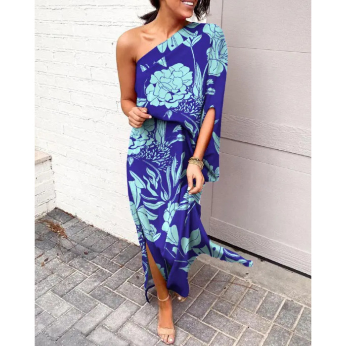 Sexy hot style off-shoulder one-side sleeve dress for women 56