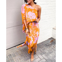 Sexy hot style off-shoulder one-side sleeve dress for women 56