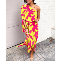 Sexy hot style off-shoulder one-side sleeve dress for women 56