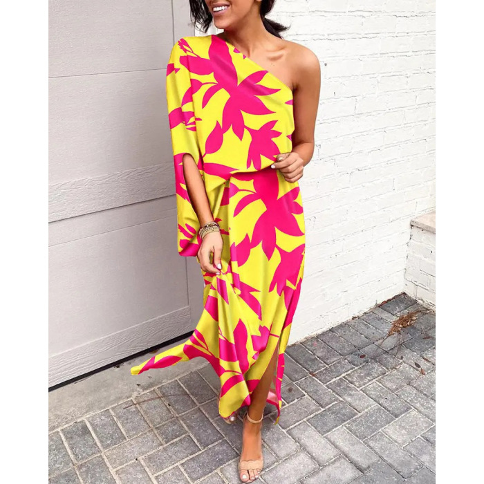Sexy hot style off-shoulder one-side sleeve dress for women 56