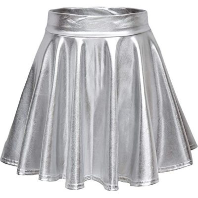 Sexy PU leather shiny pleated A-line skirt 47