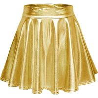 Sexy PU leather shiny pleated A-line skirt 47