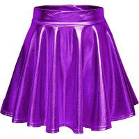 Sexy PU leather shiny pleated A-line skirt 47