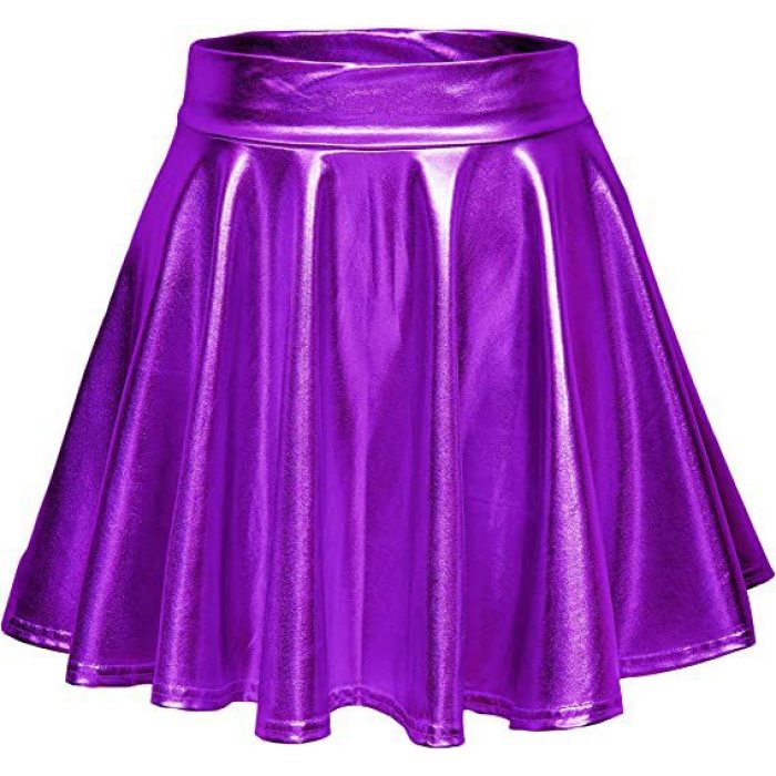 Sexy PU leather shiny pleated A-line skirt 47
