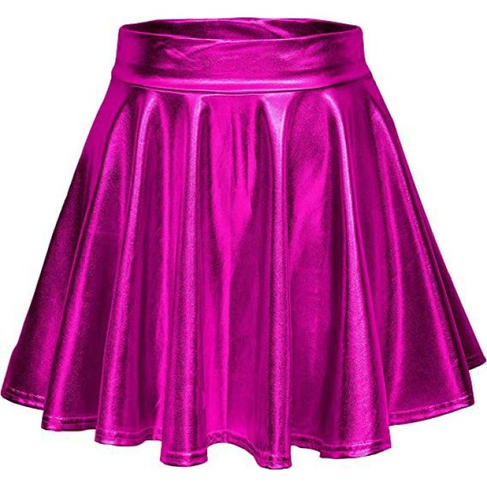 Sexy PU leather shiny pleated A-line skirt 47