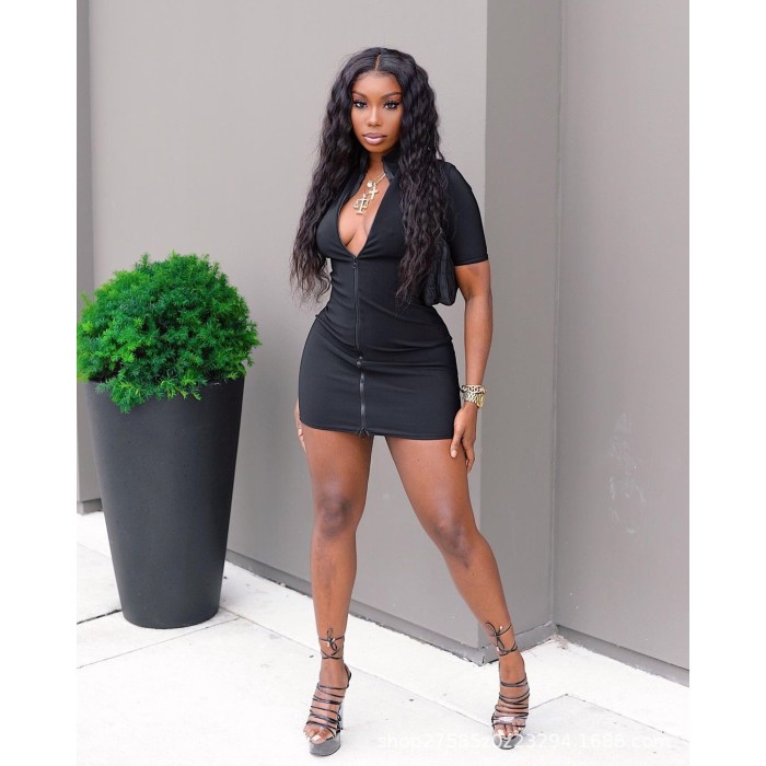Solid color women's T-shirt slim sexy dress 43