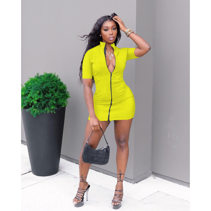 Solid color women's T-shirt slim sexy dress 43