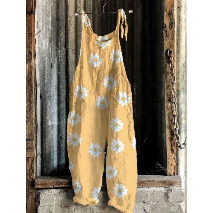 Sweet and fresh printed retro wide-leg women's jumpsuit 46