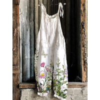 Sweet and fresh printed retro wide-leg women's jumpsuit 46