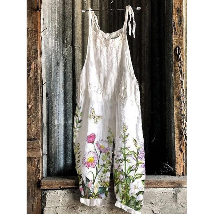 Sweet and fresh printed retro wide-leg women's jumpsuit 46