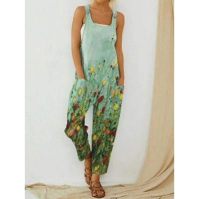 Vintage Abstract Women's Bib Print Bodysuit 49