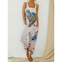 Vintage Abstract Women's Bib Print Bodysuit 49