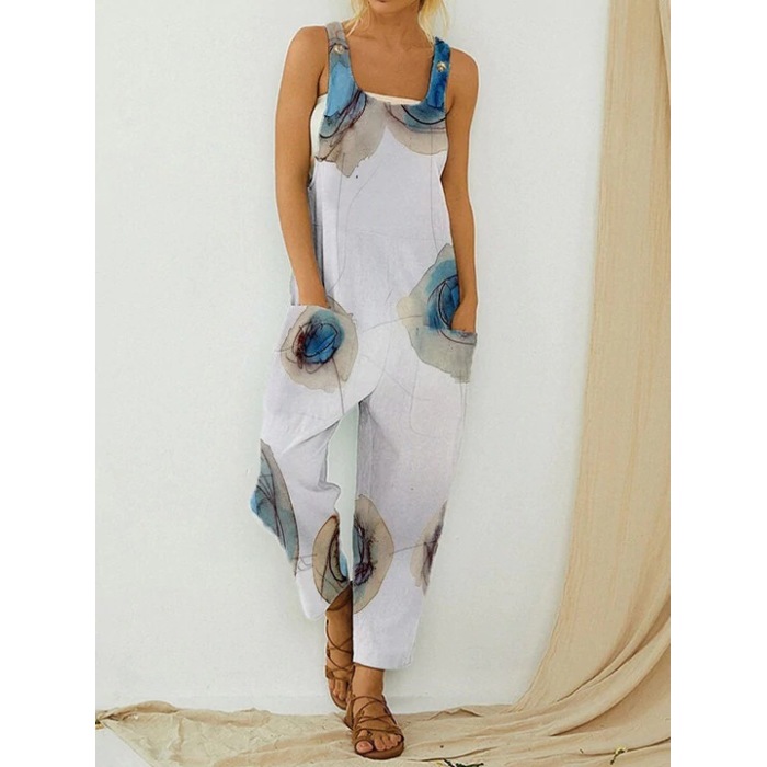 Vintage Abstract Women's Bib Print Bodysuit 49